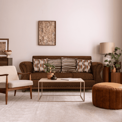 Sofá Roma 3C Tela Café