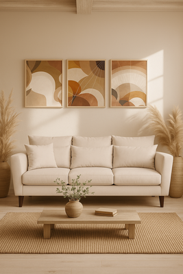 Imagen 2 del producto Sofá 3 Cuerpos Palais Beige Tela – Confort y Estilo para tu Hogar