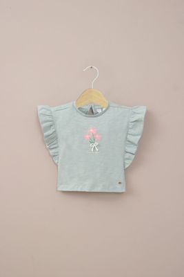 Polera manga corta verde de niña