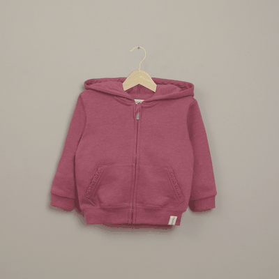 Polerón con gorro burdeo de niña