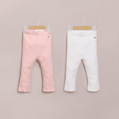 Pack 2 calzas rosada y blanca de niña