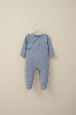 Osito azul con apertura en la espalda de bebé niño