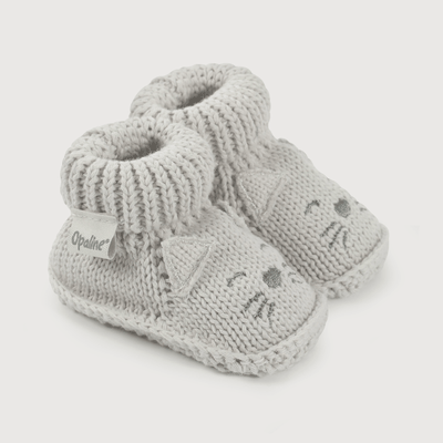 Pantufla bebé tejida gris de niño