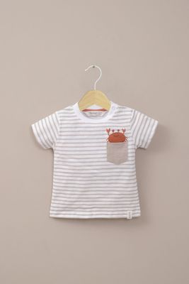 Polera manga corta blanca con estampado de niño