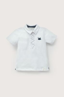Imagen 2 del producto Polera con cuello camisero blanca de niño