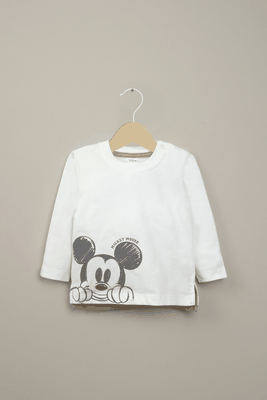 Polera manga larga blanca disney de niño