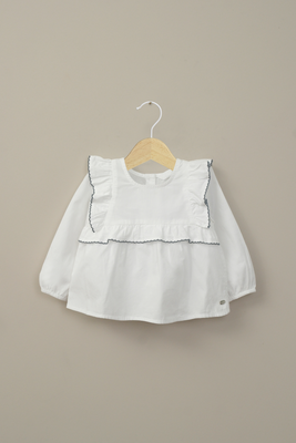 Blusa manga larga blanca de niña