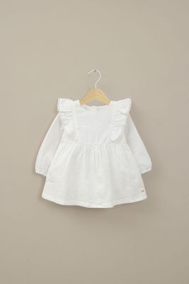 Vestido manga larga blanco de niña