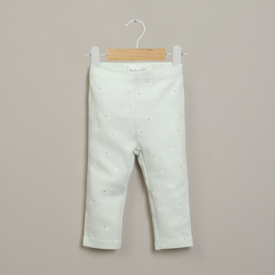 Calza de rib verde de niña