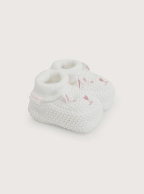Zapato Tejido Conejo Blanco Bebé