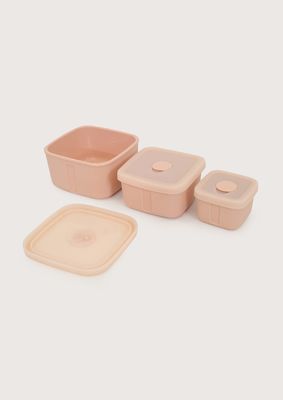 Imagen 2 del producto Set 3 contenedores cuadrados con varvula rosada