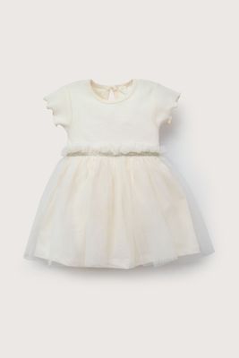 Imagen 2 del producto Vestido beige con tull de bebé niña