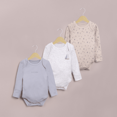 Tripack bodies manga larga veleros de bebé niño