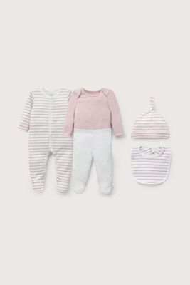 Imagen 2 del producto Conjunto 5 piezas rosado con lineas de bebé niña