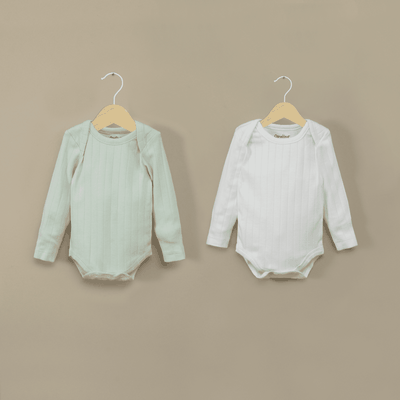 Pack de 2 bodys acanalado unisex verde