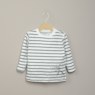 Polera manga larga estampada blanca de niño