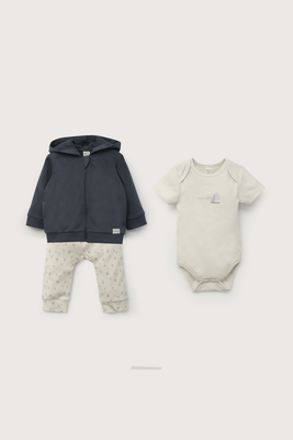 Imagen 2 del producto Conjunto 3 piezas polerón, body y pantalón azul de bebé niño