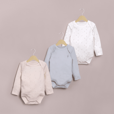 Tripack bodies manga larga flores de bebé niña
