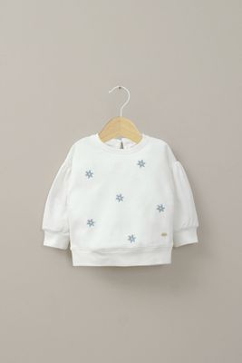 Polerón blanco con bordado de niña