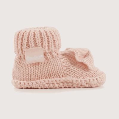 Imagen 2 del producto Pantufla bebé tejida rosada de niña