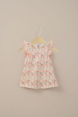 Vestido crema estampado de niña
