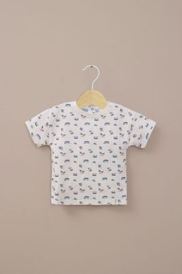 Polera manga corta blanca estampada de niño
