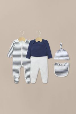 Conjunto 5 piezas azul con estrellas de bebé niño