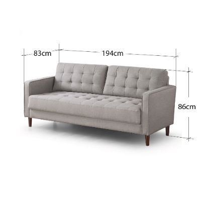 Imagen 2 del producto Sofá de 3 cuerpos Zinus Benton Mid-Century  Gris Piedra