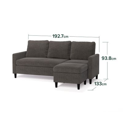 Imagen 2 del producto Sofá Zinus Hudson seccional 3 cuerpos Gris Oscuro