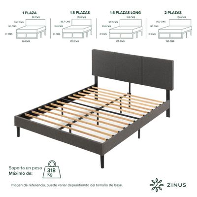 Imagen 2 del producto Base de cama CAMBRIL con respaldo Zinus King 180x200x30cm