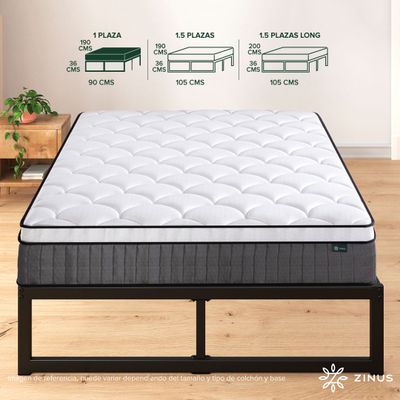 Imagen 2 del producto Cama Abel Zinus Resortes Pocket 1 Plaza 25cms