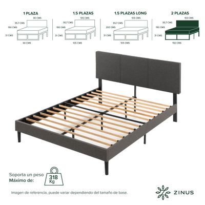 Imagen 2 del producto Base de cama CAMBRIL con respaldo Zinus 2 plazas150x190x30cm