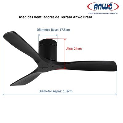Imagen 2 del producto Ventilador de Terraza Anwo Brezza de Madera Color Negro ZVTM-B