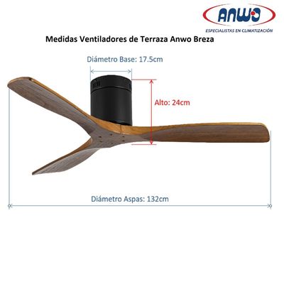 Imagen 2 del producto Ventilador de Terraza Anwo Brezza de Madera Color Nogal ZVTM-W