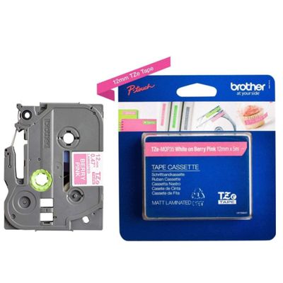 Imagen 2 del producto ETIQUETA BROTHER 12 MM COLOR BLANCO SOBRE ROSA FUCSIA