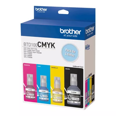 pack tintas brother btd100bk, cyan, magenta, yellow