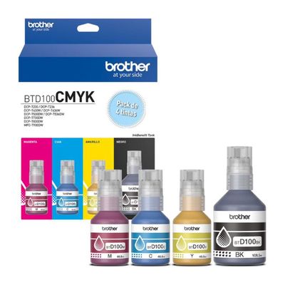 Imagen 2 del producto pack tintas brother btd100bk, cyan, magenta, yellow