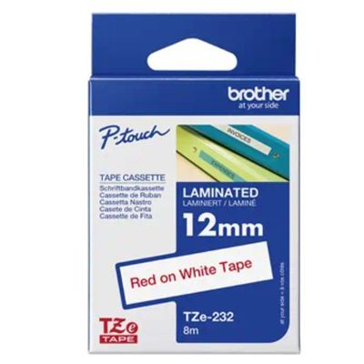 ETIQUETA BROTHER 12 MM STANDARD ROJO SOBRE BLANCO