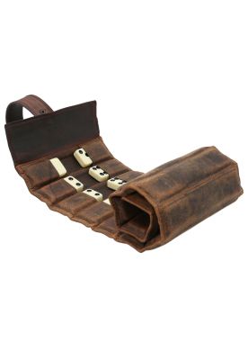 Juego Dominó Cuero Café