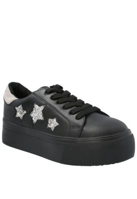 Zapatilla Cuero Niña Quens Negro