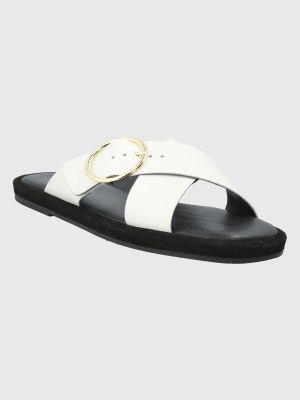 Sandalia Cuero Blanco Mujer Bernard