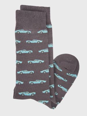 Imagen 2 del producto Calcetin Algodón Hombre Vintage Car Gris