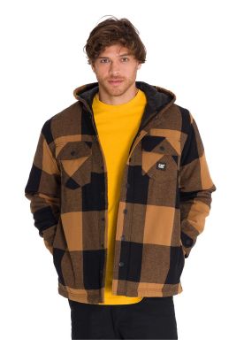 Chaqueta Hooded Flannel Hombre Negro y Café