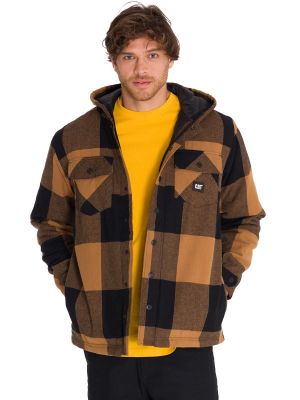 Chaqueta Hooded Flannel Hombre Negro y Café