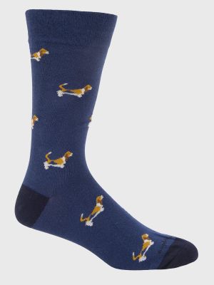 Calcetin Algodón Hombre Cuff Basset Azul