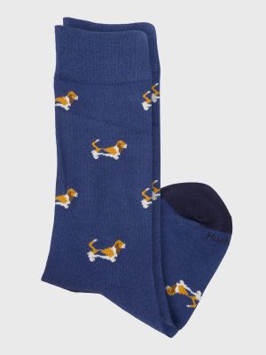 Imagen 2 del producto Calcetin Algodón Hombre Cuff Basset Azul