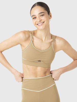 Peto Deportivo Mujer Piping Bra Café Claro