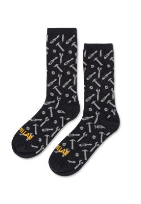 Calcetín Largo Diseño Herramientas Hombre Negro