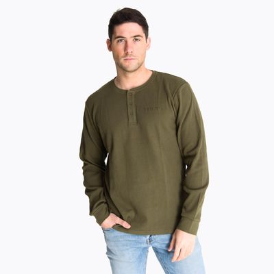 Polera Manga Larga Hombre Waffle Verde