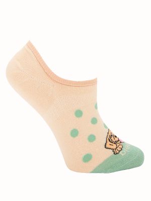 Calcetín Algodón Mujer Cute Dog Beige